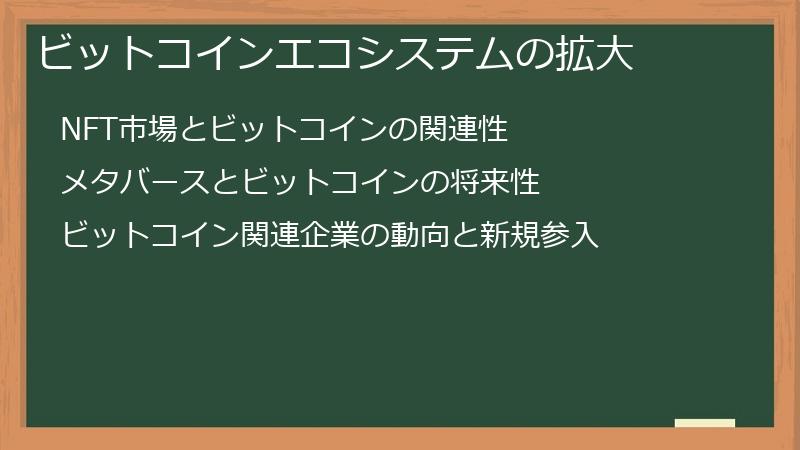 ビットコインエコシステムの拡大