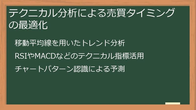 テクニカル分析による売買タイミングの最適化