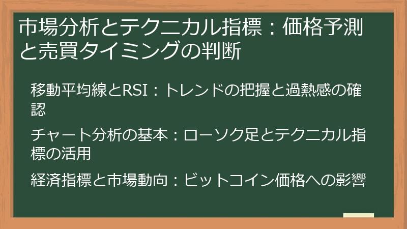 市場分析とテクニカル指標：価格予測と売買タイミングの判断