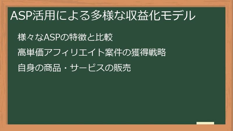 ASP活用による多様な収益化モデル