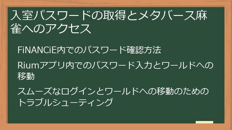 入室パスワードの取得とメタバース麻雀へのアクセス