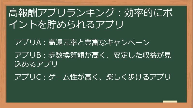 高報酬アプリランキング：効率的にポイントを貯められるアプリ