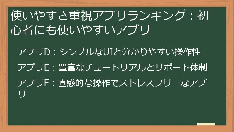 使いやすさ重視アプリランキング：初心者にも使いやすいアプリ