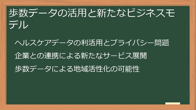 歩数データの活用と新たなビジネスモデル