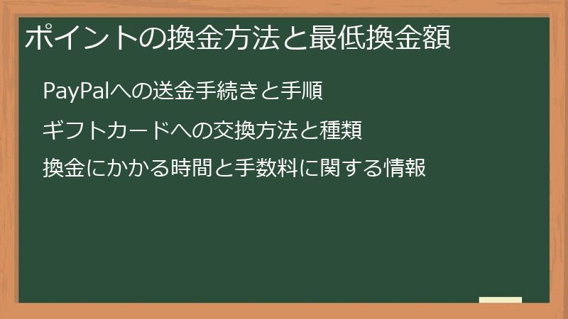 ポイントの換金方法と最低換金額