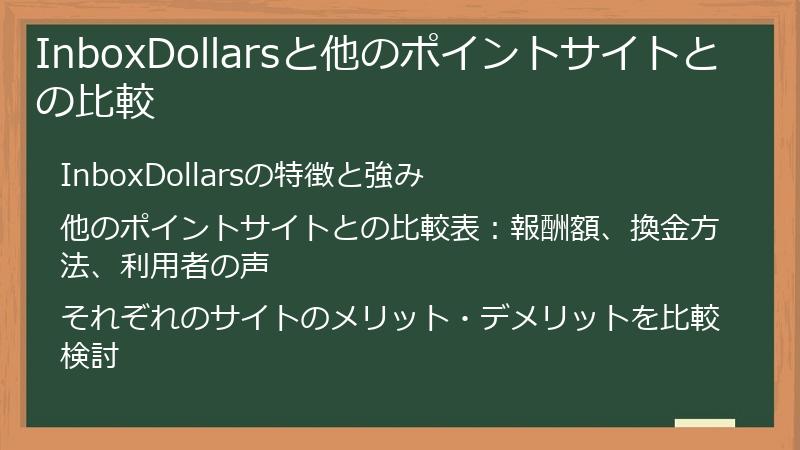 InboxDollarsと他のポイントサイトとの比較