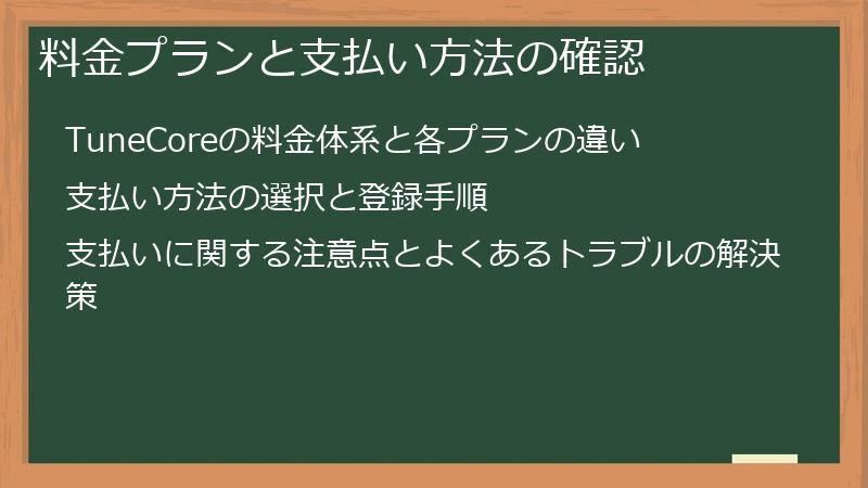 料金プランと支払い方法の確認