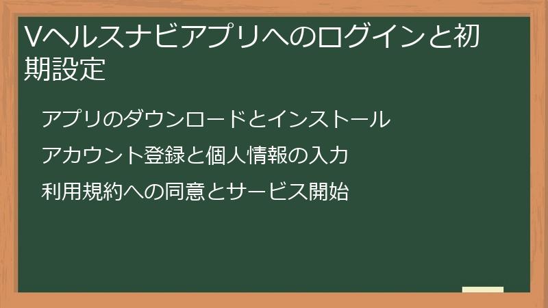 Vヘルスナビアプリへのログインと初期設定