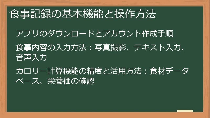 食事記録の基本機能と操作方法