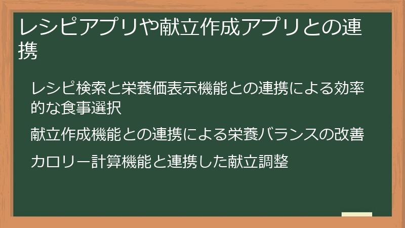 レシピアプリや献立作成アプリとの連携