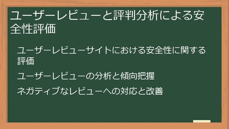 ユーザーレビューと評判分析による安全性評価