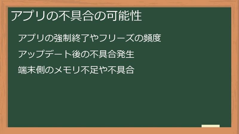 アプリの不具合の可能性