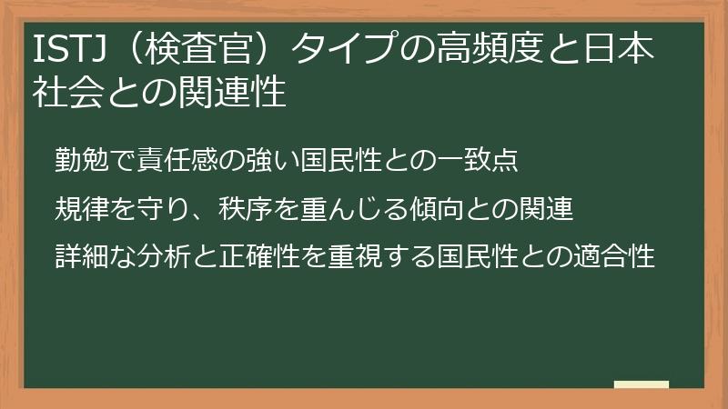 ISTJ（検査官）タイプの高頻度と日本社会との関連性