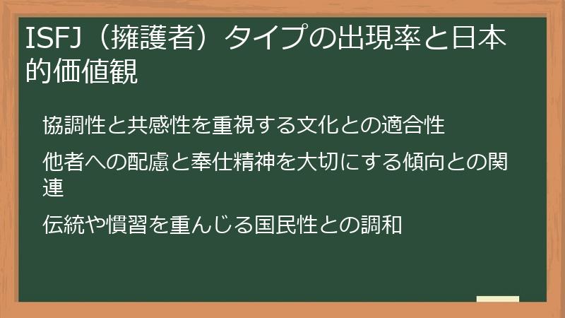 ISFJ（擁護者）タイプの出現率と日本的価値観