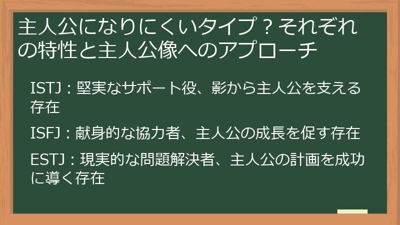 主人公になりにくいタイプ？それぞれの特性と主人公像へのアプローチ