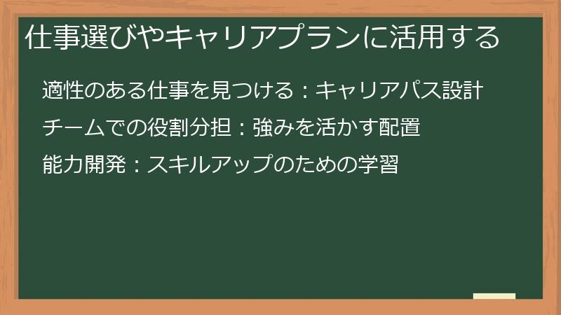 仕事選びやキャリアプランに活用する