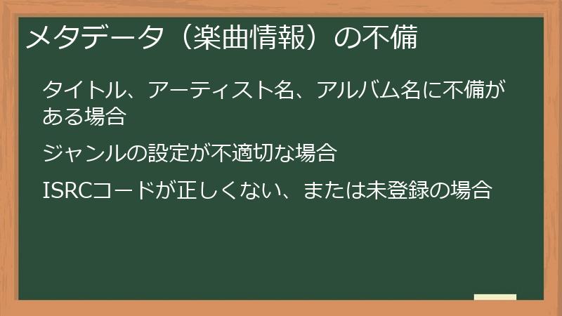 メタデータ（楽曲情報）の不備