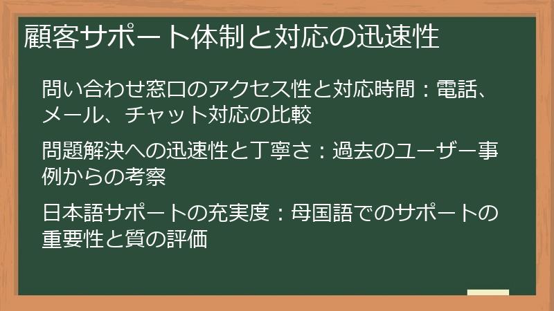 顧客サポート体制と対応の迅速性