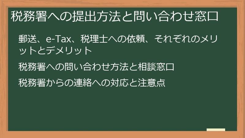 税務署への提出方法と問い合わせ窓口