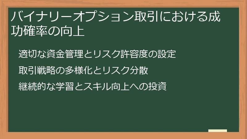 バイナリーオプション取引における成功確率の向上