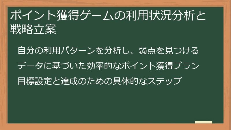 ポイント獲得ゲームの利用状況分析と戦略立案