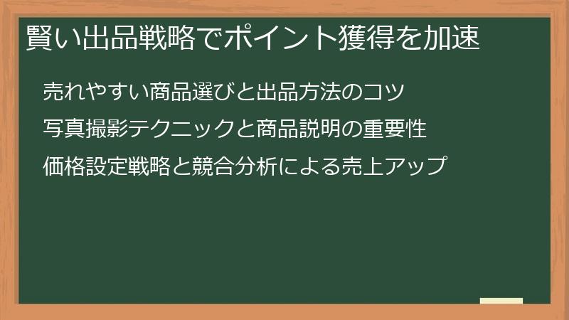 賢い出品戦略でポイント獲得を加速