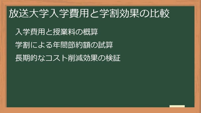放送大学入学費用と学割効果の比較