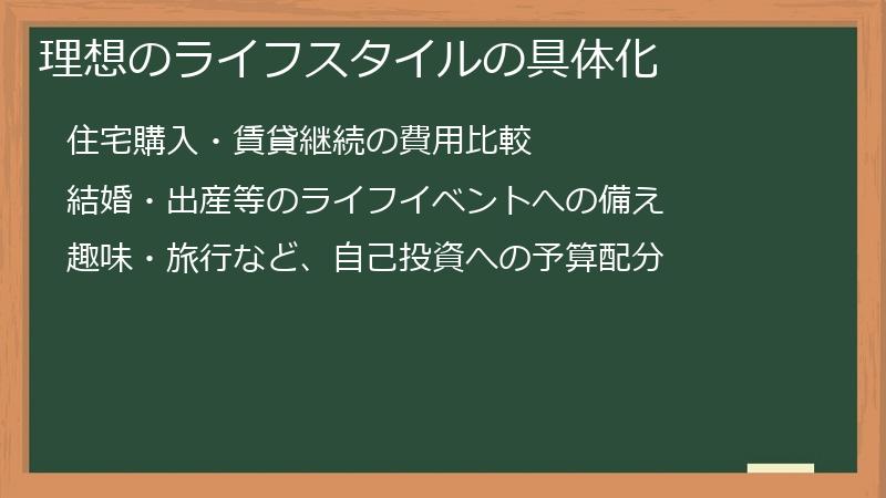 理想のライフスタイルの具体化