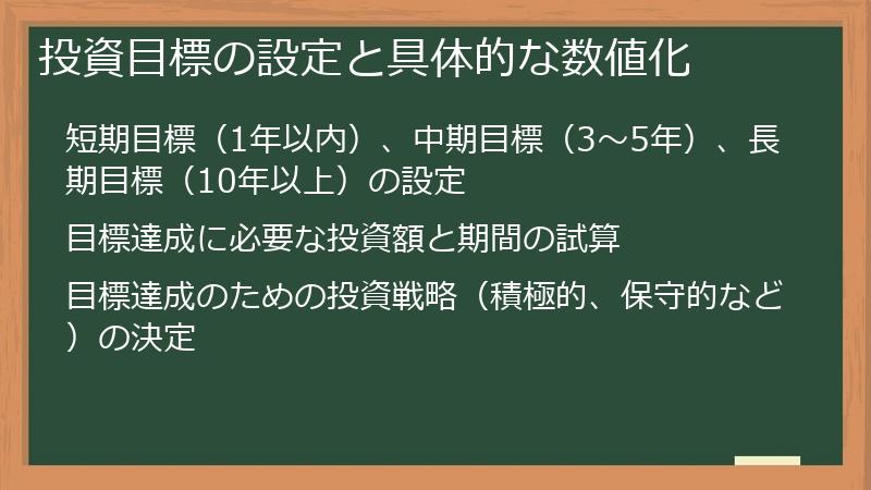 投資目標の設定と具体的な数値化