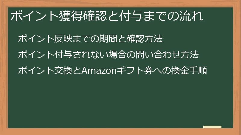 ポイント獲得確認と付与までの流れ