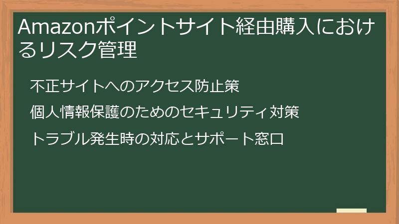 Amazonポイントサイト経由購入におけるリスク管理