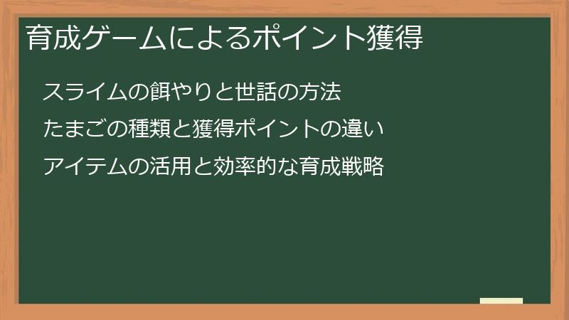 育成ゲームによるポイント獲得