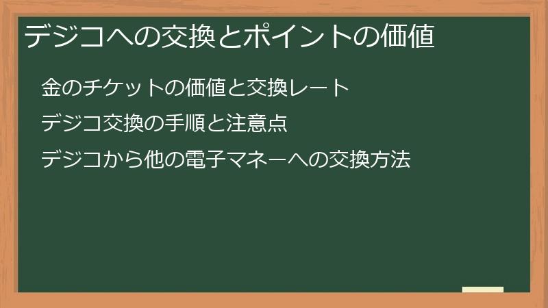 デジコへの交換とポイントの価値