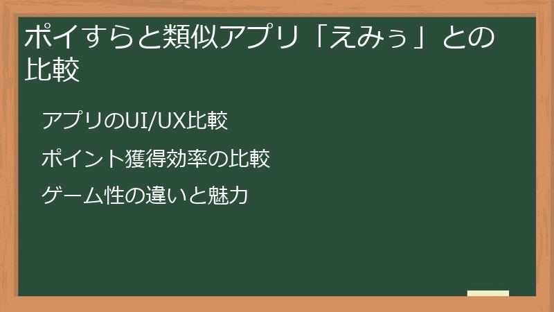 ポイすらと類似アプリ「えみぅ」との比較