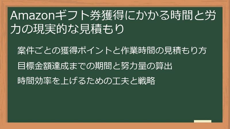 Amazonギフト券獲得にかかる時間と労力の現実的な見積もり