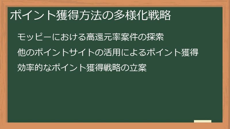 ポイント獲得方法の多様化戦略