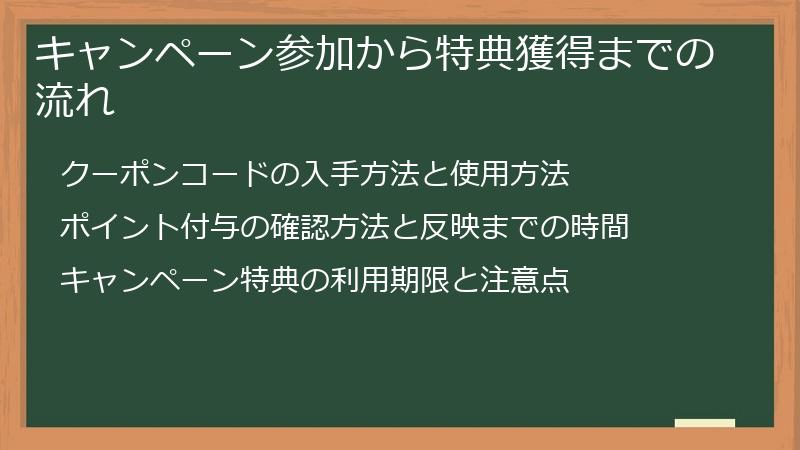 キャンペーン参加から特典獲得までの流れ