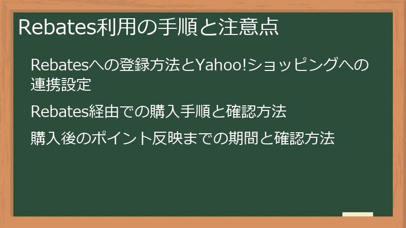 Rebates利用の手順と注意点