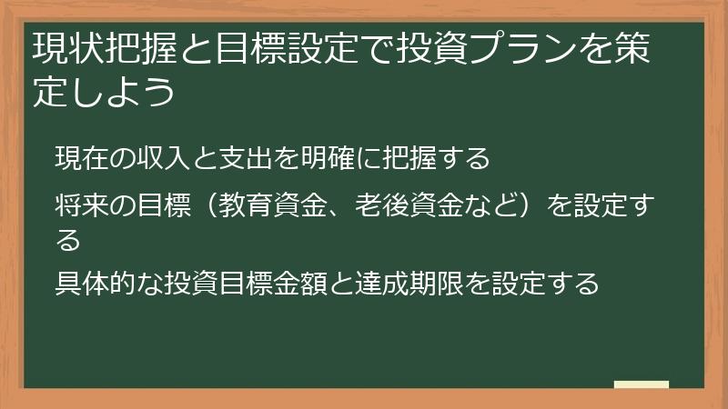 現状把握と目標設定で投資プランを策定しよう