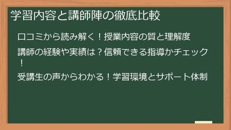 学習内容と講師陣の徹底比較