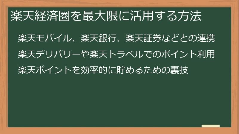 楽天経済圏を最大限に活用する方法