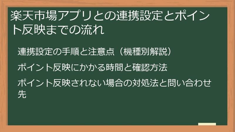 楽天市場アプリとの連携設定とポイント反映までの流れ