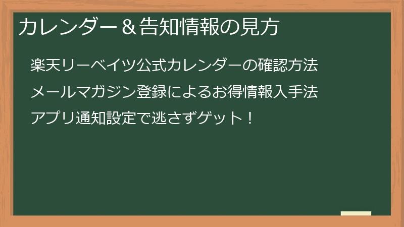 カレンダー＆告知情報の見方