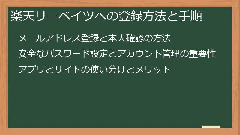 楽天リーベイツへの登録方法と手順