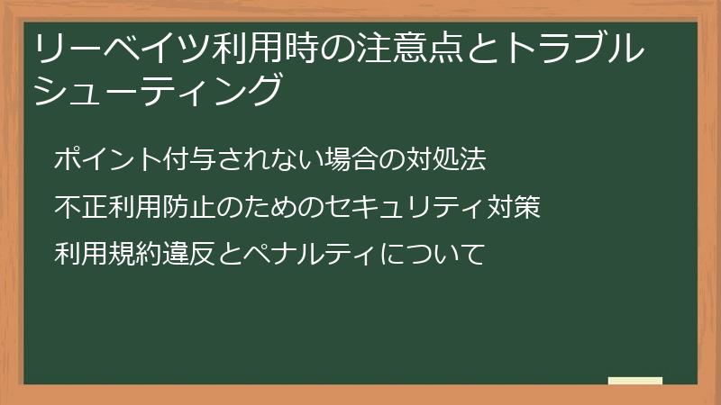 リーベイツ利用時の注意点とトラブルシューティング