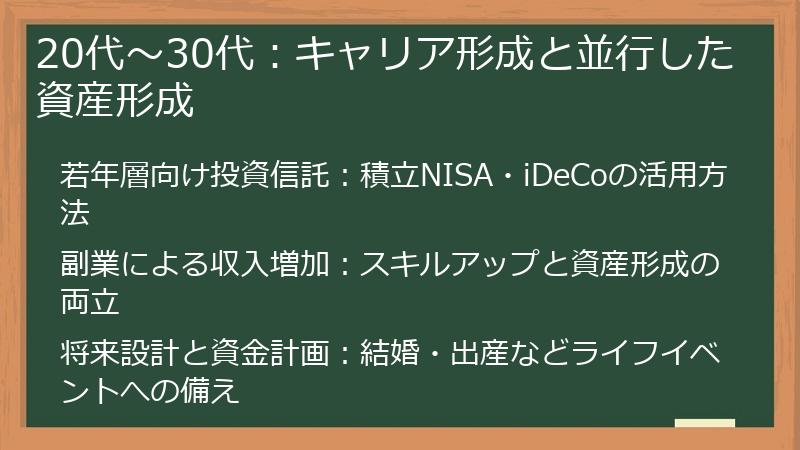 20代～30代：キャリア形成と並行した資産形成