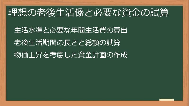 理想の老後生活像と必要な資金の試算