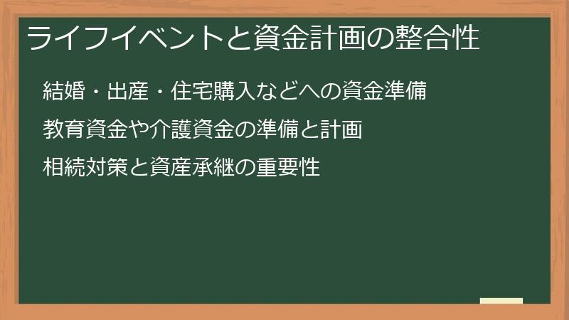 ライフイベントと資金計画の整合性