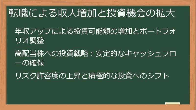 転職による収入増加と投資機会の拡大