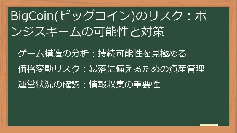 BigCoin(ビッグコイン)のリスク：ポンジスキームの可能性と対策